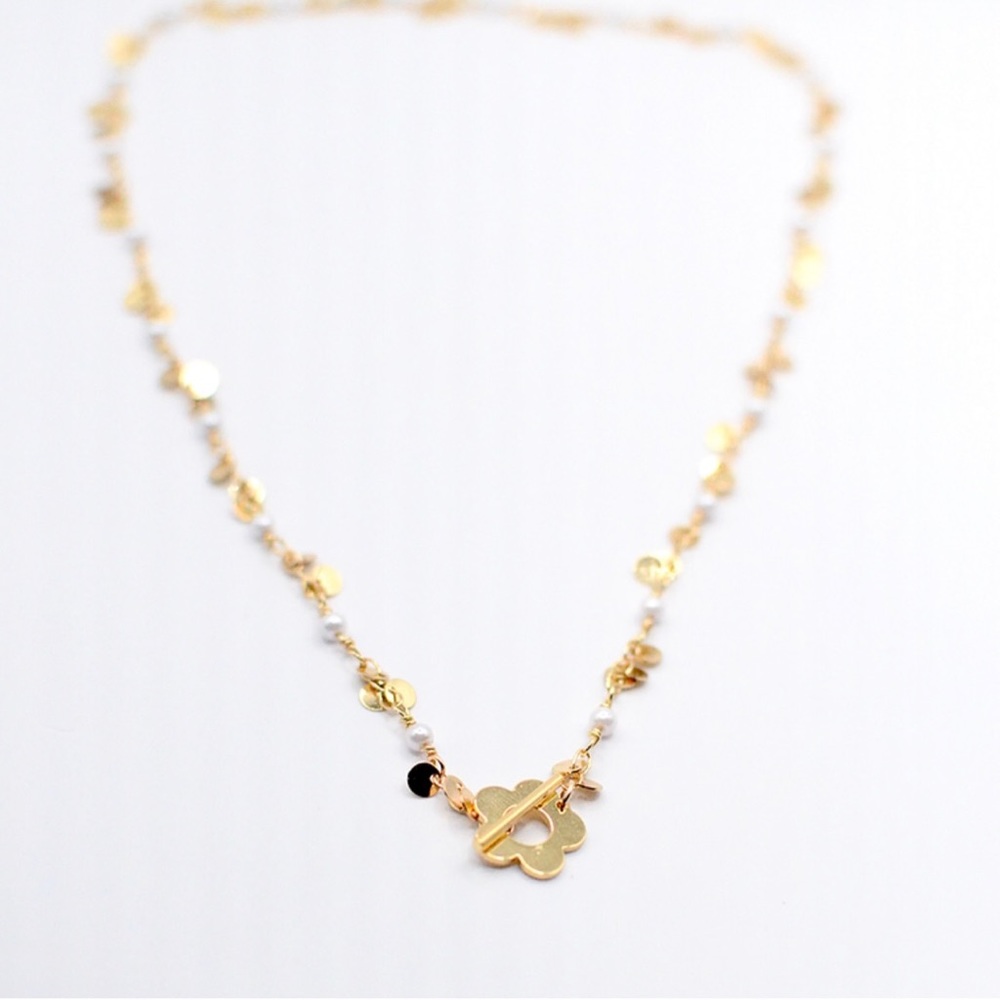 Figment 18k Gold Filled Pearly Chain Necklace 18”